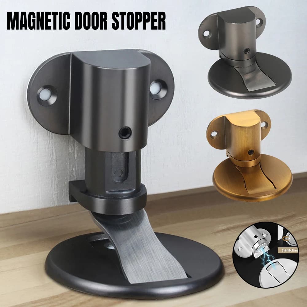 Magnetic Door Stopper Anti-Collision Adjustable Door Floor Stop Holder Catch