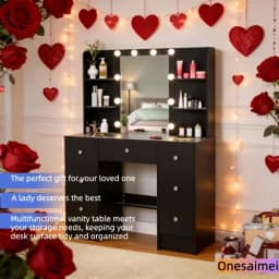 (Festive Gift) Brand-new bedroom dressing table with vanity mirror featuring three colour modes and adjustable brightness