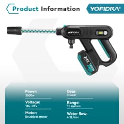 YOFIDRA 220Bar Brushless High Pressure Car Washer Gun 3 Gear Electric Washing Water Wash Spray Gun For Makita 21V Battery Pin
