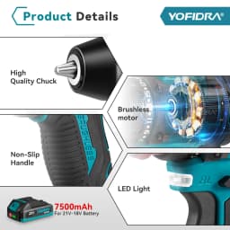YOFIDRA 2 In 1 Brushless Electric Screwdriver Handheld Hexagonal Drill Screw Driver Home Power Tool Set For Makita Battery Pin