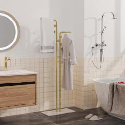 Metal Coat Rack Freestanding with Natural Marble Base, Entryway Coats Hanger Stand with 5 Hooks, Home Hotel Hall Tree for Coats