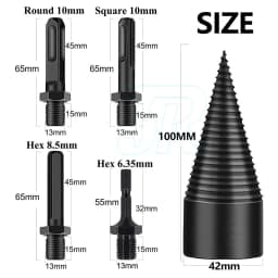 5x High Speed Twist Firewood Drill Bit Wood Splitting Splitter Cone Driver 42mm