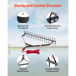 SucceBuy 32 in Aquatic Weed Rake 6.3 Double Weeds Cutter w/ 30ft Rope No Assembly Required Clearing Tool to Pond Lake Rivulet