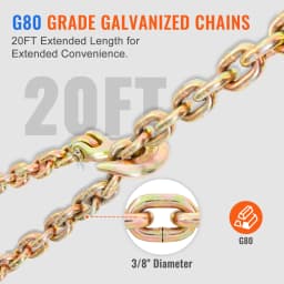 SucceBuy 2 PCS Ratchet Chain Binder 3/8"-1/2" with G80 Chains 12000 lbs Adjusting Handle Tie Down Hauling for Flatbed Trailer