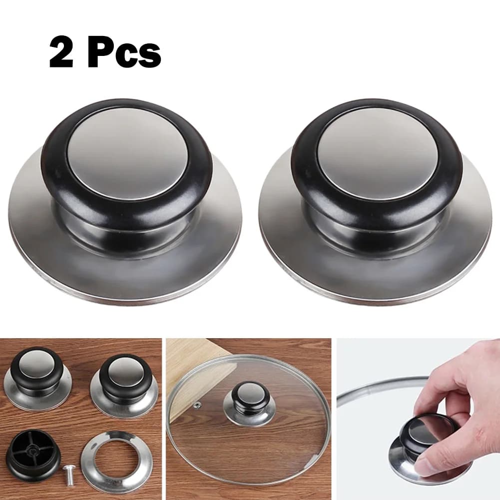 2pcs Replacement Knob Handle For Glass Lid Knob Handle Stainless Steel Pot Pan Cover Cookware Handle Accessories Kitchen Tools