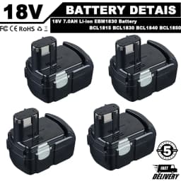 1/2/4Pcs 7.0Ah Li-on EBM1830 Replace for Hitachi 18V Battery Pin BCL1815 BCL1820 BCL1825 BCL1830 Compatible With Cordless Tools