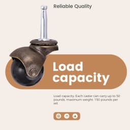 1.5Inch Ball Casters Wheels For Furniture Casters Set Of 4 With 8 X 38Mm Mounting Stem Sleeve Socket Insert Replacement