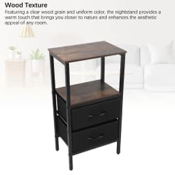Nightstand Bedside Table Night Stand for Bedroom MDF Carbon Steel Bedside Table with 2 Drawers for Living Room Dorm