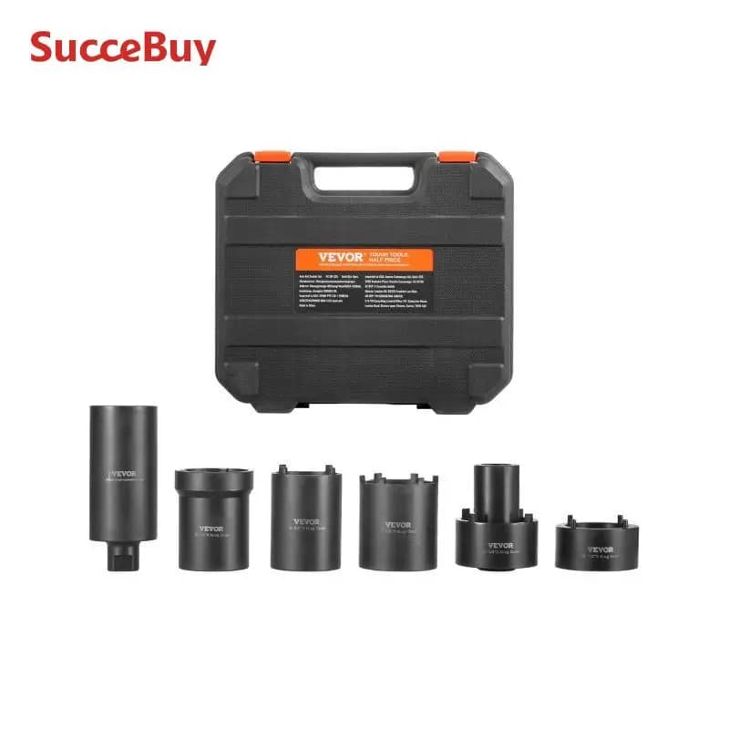 SucceBuy Spindle Nut Socket Tool Kit 1/2 inch Drive 6 Piece Axle Hub Nut Socket Set Vehicles Axle Spindle Nut Retainers Remover