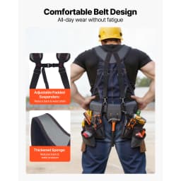 SucceBuy 22 Pockets Tool Belt Work Tool Pouch Waist Adjustable 32 - 68in Utility Belt Bag Suspenders for Electrician Carpenter