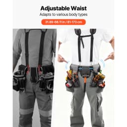 SucceBuy 22 Pockets Tool Belt Work Tool Pouch Waist Adjustable 32 - 68in Utility Belt Bag Suspenders for Electrician Carpenter