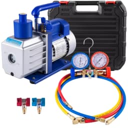 SucceBuy 4.8CFM 1/3HP Vacuum Pump Kit HVAC Single Stage Pump & 3 Valve A/C Manifold Gauge Set for Refrigerant Air Conditioning