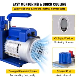 SucceBuy 4.8CFM 1/3HP Vacuum Pump Kit HVAC Single Stage Pump & 3 Valve A/C Manifold Gauge Set for Refrigerant Air Conditioning