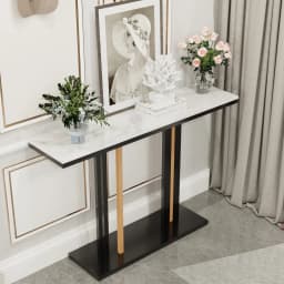 Luxury Console Entryway Table with High-End Sintered Stone Top & Sturdy Metal Frame – Ideal for Foyer Decor