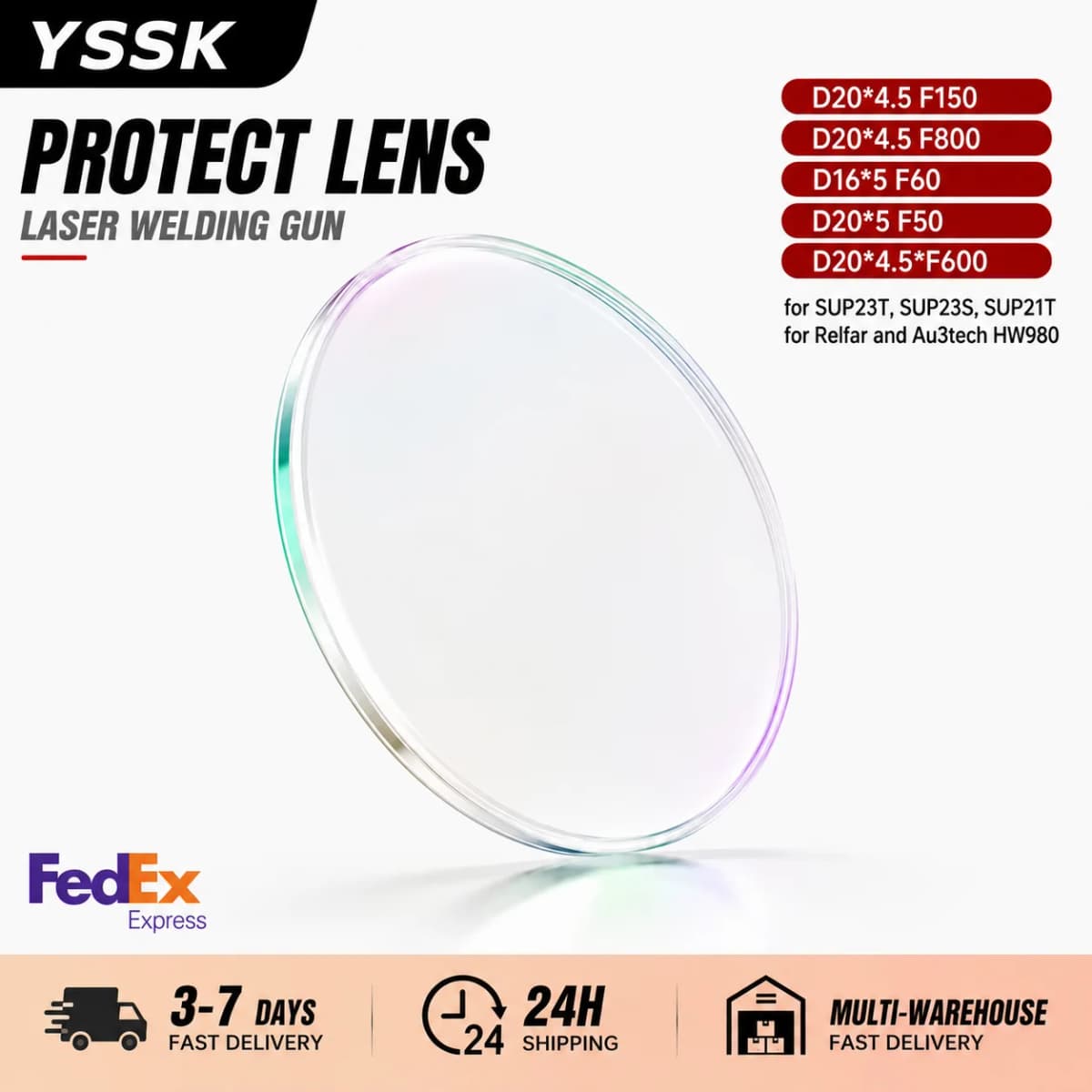 Protective Lens Hand-Welding Machine Focus Lens D20*4.5 -F150/F600/F800,D16*5-F160,D20*5 F50 Protective Lens for Laser Welding Gun cutting Head Welding -Cutting Protective Lenses