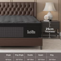 Duchess Bedding Mattress Memory Foam Pocket Spring Queen Double King Single 25cm