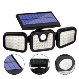 3 Head Solar Motion Sensor Light 74LED Outdoor Garden Wall Security Flood Lamp