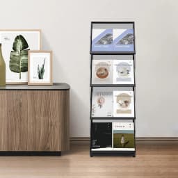 Foldable Magazine Rack,4 Tier A3 Literature Rack Brochure Display Stand Floor Magazine Rack for Exhibition, Office, Retail Store