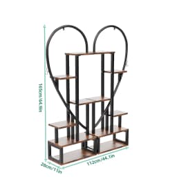 6 Tier Wood and Metal Plant Display Rack Stand Heart Shaped Storage Shelf with Grow Lights