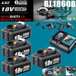 1/2/4Pcs 5.0Ah BL1850B Replace for Makita 18V BL1815 BL1830 BL1860 BL1890 Li-on Battery Pin with 3A DC18RC Charger Combo kit