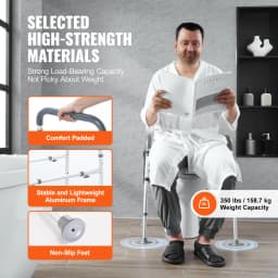 SucceBuy Raised Toilet Seat 7-Position Height Adjustment 19.3"- 25.2" 350 lbs Weight Capacity with Comfort Padded Aluminum Frame