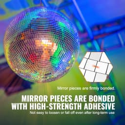 SucceBuy Mirror Disco Ball Mirror Ball with Hanging Ring Lightning Disco Ball Party Decorations Ideal for DJ Club Stage Wedding
