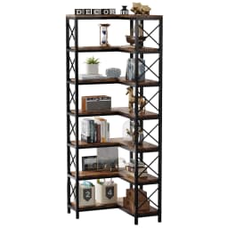 Tribesigns 7-Tier Tall Corner Shelf Large Modern Corner Bookcase, 7-Tier Tall Corner Shelf Storage Display Rack with Metal Frame