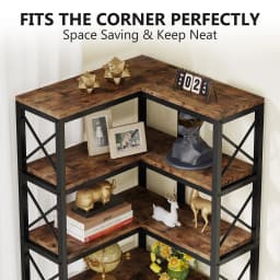 Tribesigns 7-Tier Tall Corner Shelf Large Modern Corner Bookcase, 7-Tier Tall Corner Shelf Storage Display Rack with Metal Frame
