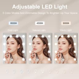 White Modern Vanity Set with 10 Led Lighted Mirror, 5 Drawers & Stool, 3 Color Dimmable, Easy Assembly Bedroom Dressers