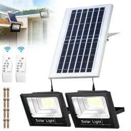 LED Solar Flood Light Sensor Street Outdoor Garden With Remote Control Security Dual Lights