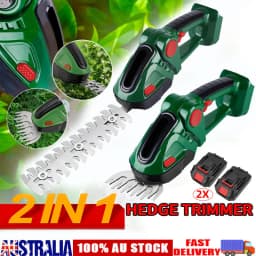 2 in 1 Cordless Grass Shear & Hedge Trimmer Rechargeable 2 Battery With Charger