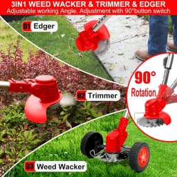 21V Battery-Powered Grass Trimmer And Edger with Wheels, Featuring 3 Types of Blades for Efficient Lawn Maintenance