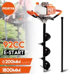 PORIYA 92CC Post Hole Digger Petrol Extension Drill Fence Borer Auger Bits