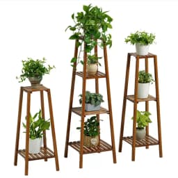 Bamboo Tall Plant Stand Indoor Outdoor Flower Display Shelf Corner Storage Rack