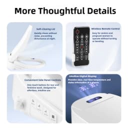 Smart Bidet Toilet Seat with Remote Control Heated Seat Instant Warm Water Antibacterial Nozzle Air Dryer for Bathroom Comfort