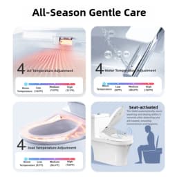 Smart Bidet Toilet Seat with Remote Control Heated Seat Instant Warm Water Antibacterial Nozzle Air Dryer for Bathroom Comfort