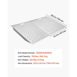 SucceBuy 750LBS 29.5 x 24.3in Non-Slip Door Threshold Ramp Platform Aluminum Wheelchair Ramp for Home Steps Curbs Doorways