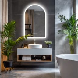 LUVODI 60x90cm Smart Bathroom Mirror LED Backlit Vanity Mirror with Touch Screen,Time And Temperature Display