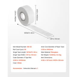 SucceBuy Drywall Mesh Tape 1.97inWx147.64ftL Self-Adhesive Fiberglass Drywall Joint Tape 36Rolls Dry Wall Patch for Crack Repair