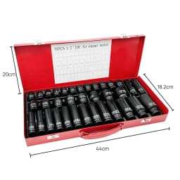 21/35PCS Metric 1/2" Drive Deep Impact Sockets Tools 8-36MM Garage Workshop Set