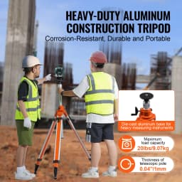 VEVOR Laser Level Tripod Stand Thread Mount Height Adjustment Heavy Duty Survey Tripod with Level Bubble & Diffusion Limiter