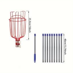 Fruit Picker Pole Tool with Basket 4M Telescoping Long Handle Fruit Grabber Tool