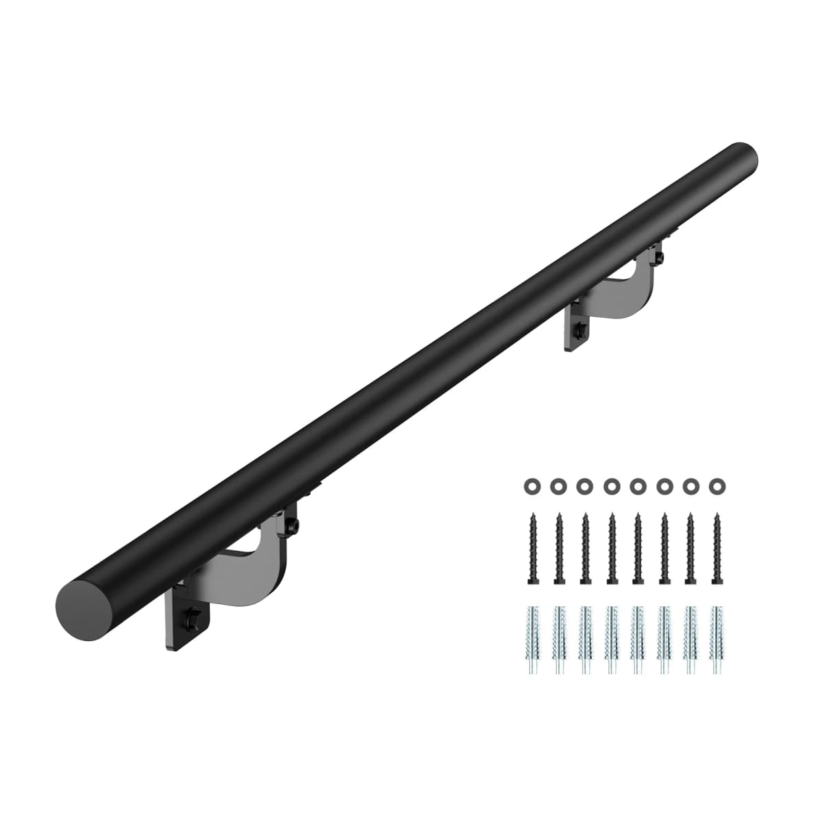 SucceBuy Wall Mounted Stair Handrail 4ft Galvanized Aluminum 1.26 inch Pipe Diameter Industrial Hand Rail for Security Baluste