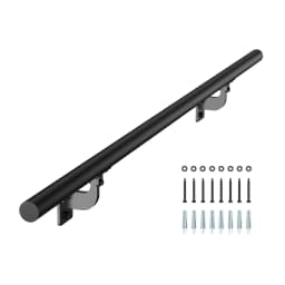SucceBuy Wall Mounted Stair Handrail 4ft Galvanized Aluminum 1.26 inch Pipe Diameter Industrial Hand Rail for Security Baluste