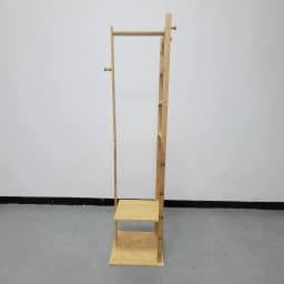 Bamboo Corner Coat Rack Stand - Freestanding Entryway Storage Shelves with Hanger Hooks for Home Organization