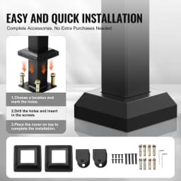 SucceBuy Outdoor Handrails for Steps 4-5step Stair Rail Kit Black Square Tube w/ Horizontal Bar Carbon Steel Support for Seniors