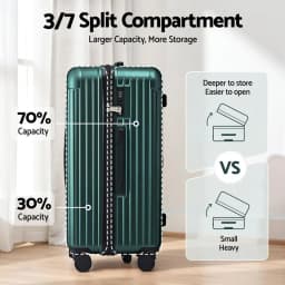 28 Inch Hard Shell Trunk Luggage Suitcase with 5 Wheels Type C Port TSA Lock Green Travel Checked Bag