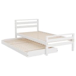 Single Size 2 in 1 Wooden Trundle Bed Frame White Platform Storage Bedroom Furniture