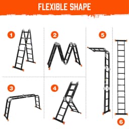 PORIYA 3.7M Multi Purpose Ladder Aluminium Folding Extension Adjustable Step New Fold