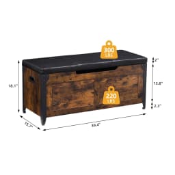 Wooden Storage Chest with Hinges Metal Frame Toy Chest Organizer Entryway Shoe Bench for Hallway Bedroom Living Room